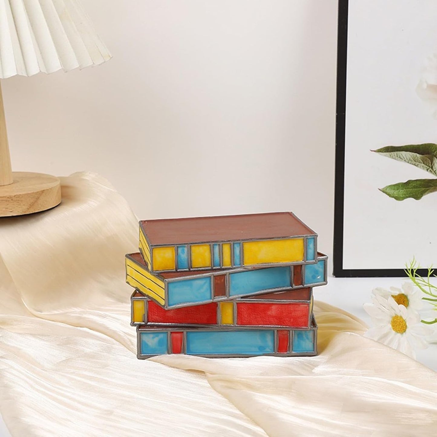 Vintage Stacked Resin Book Lamp