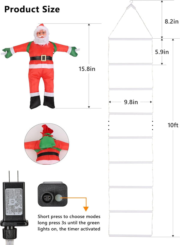🌲 Christmas LED Ladder with Santa