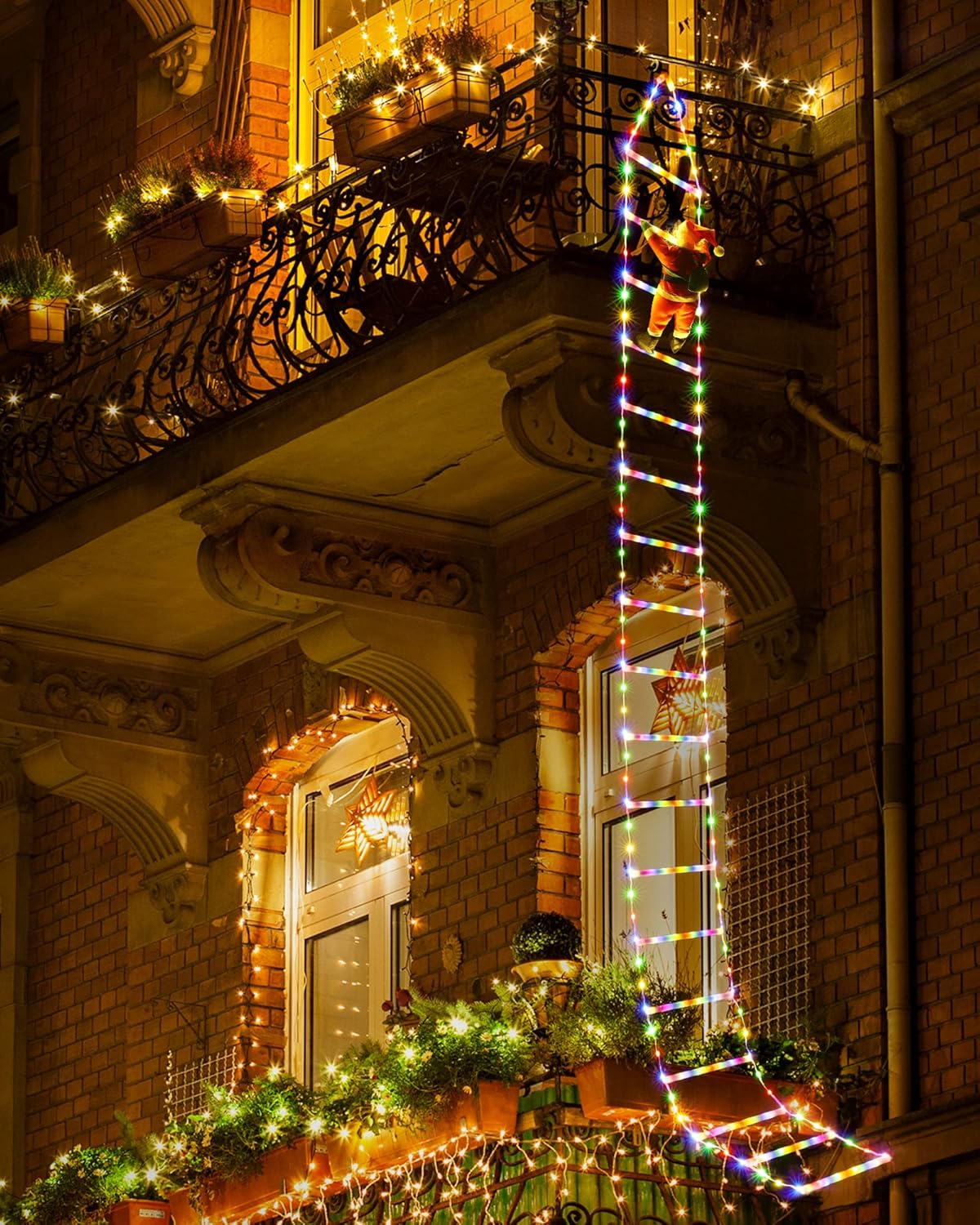 ( 🎉Early Christmas Promotion-50% OFF🎄 ) 🌲 Christmas LED Ladder with Santa