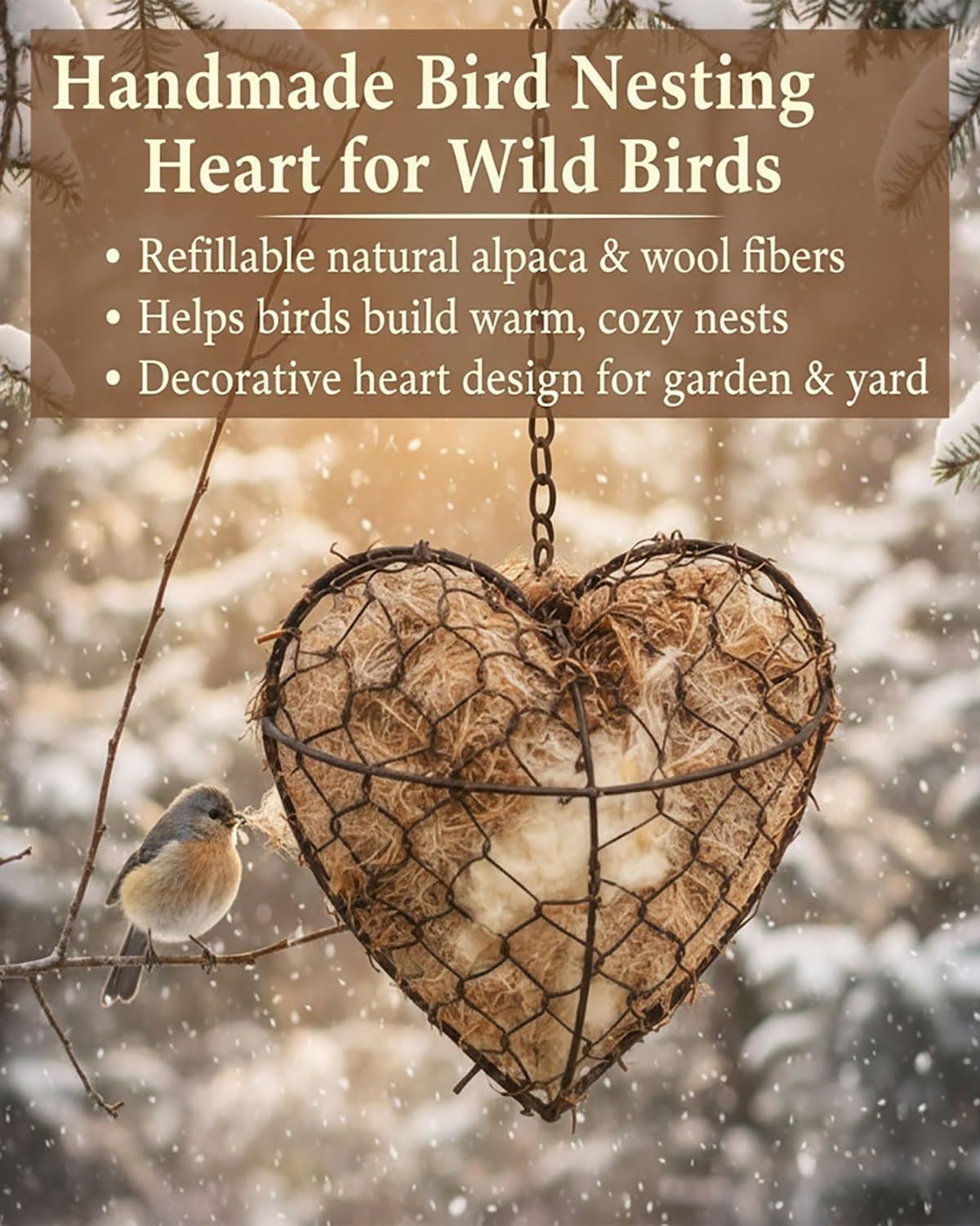Alpaca Fiber Bird Nest Heart