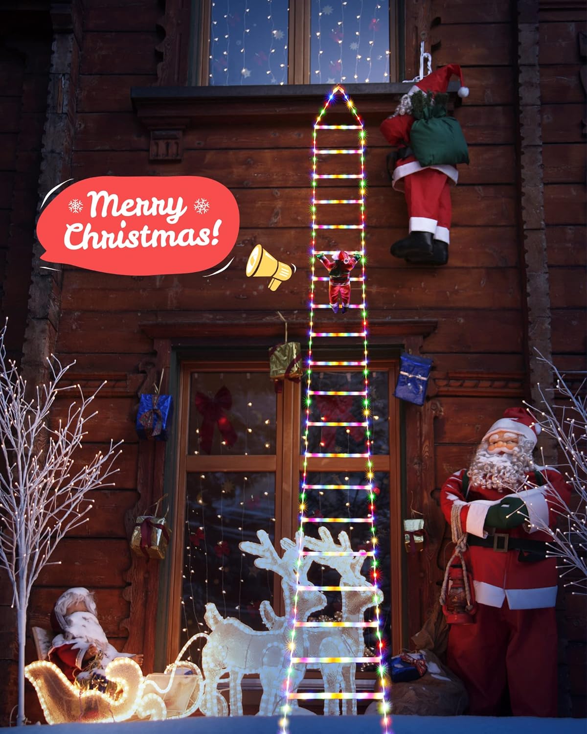 ( 🎉Early Christmas Promotion-50% OFF🎄 ) 🌲 Christmas LED Ladder with Santa