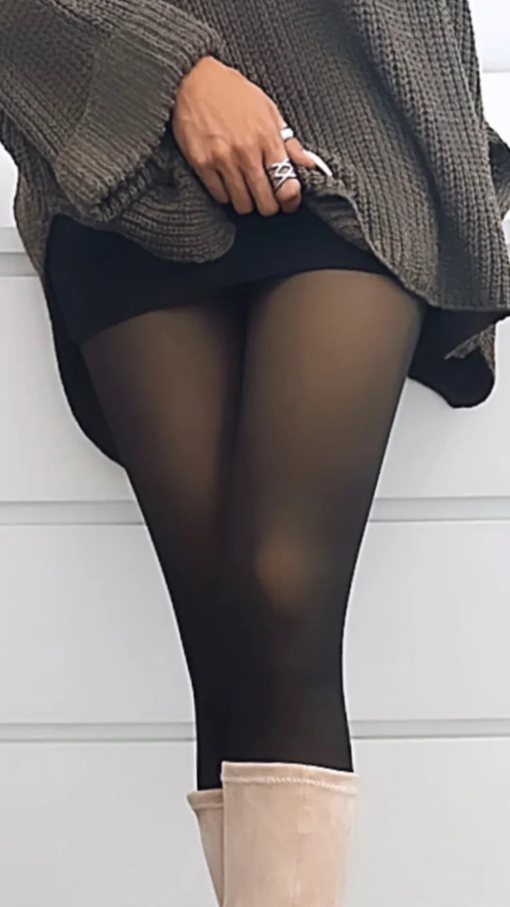 Leggings mit Nylon Strumpfhosen Effekt / schwarz Art. 7577