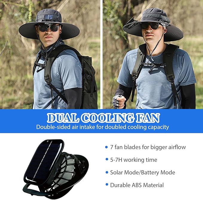 🔥 Last Day Sale Price | Unisex Breezy Solar Fan Hat (Adjustable 22"-25")