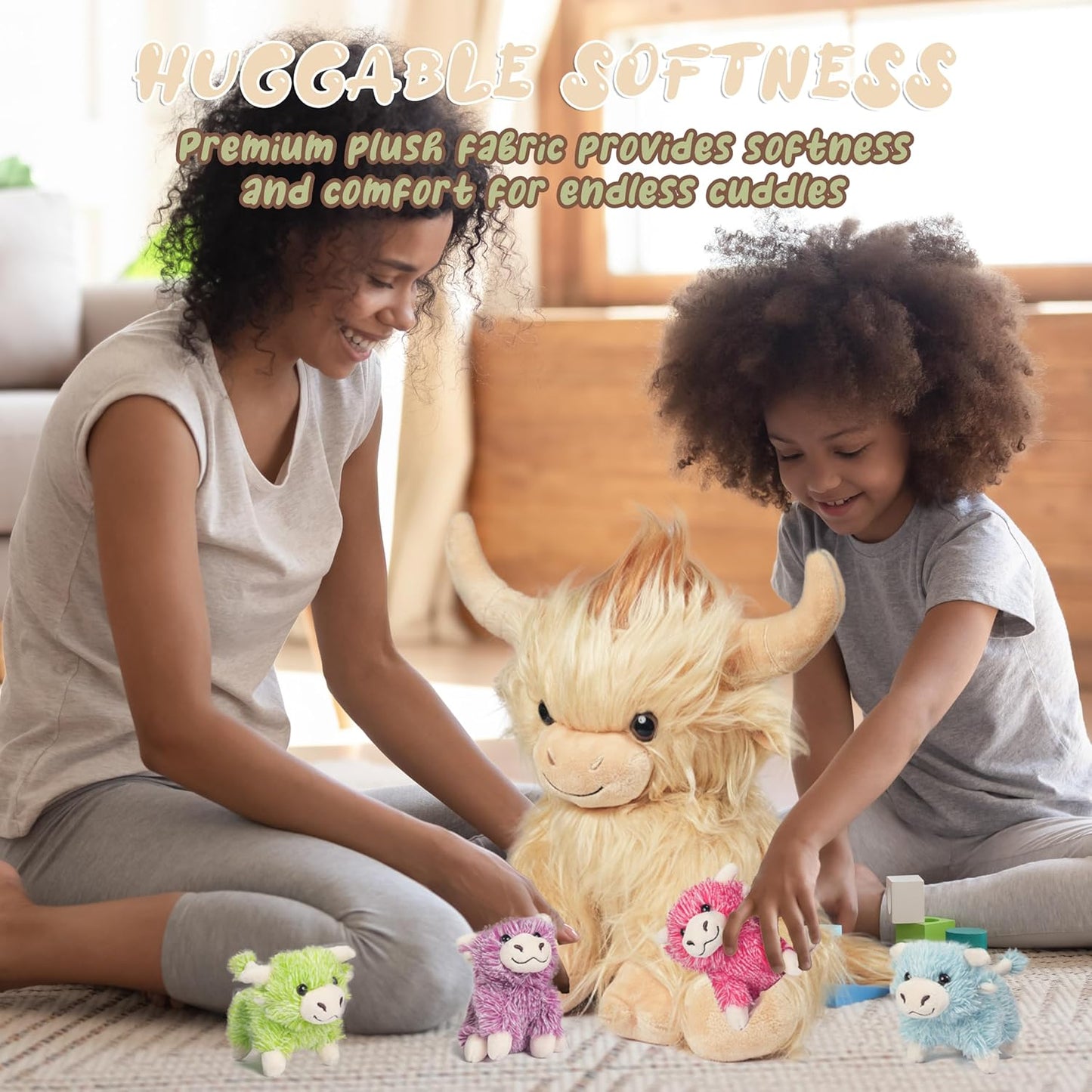 🔥 Last Day Sale Price | 5 Pcs Highland Cow Plush Toy Set Large 14.5"