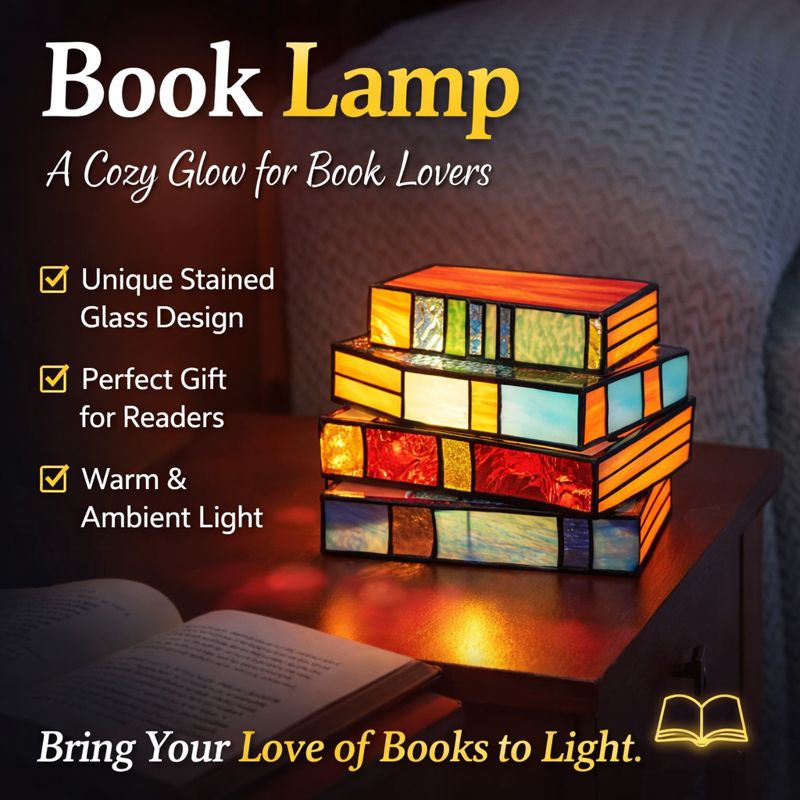 Vintage Stacked Resin Book Lamp