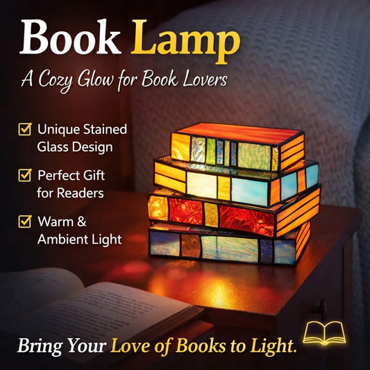 Vintage Stacked Resin Book Lamp