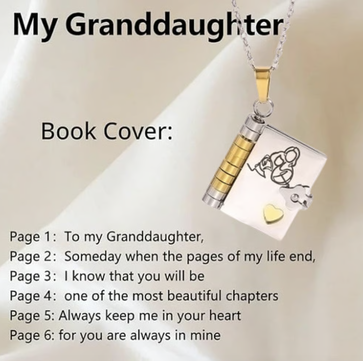 🔥 Last Day Sale Price | Granddaughter Treasured Book Necklace
