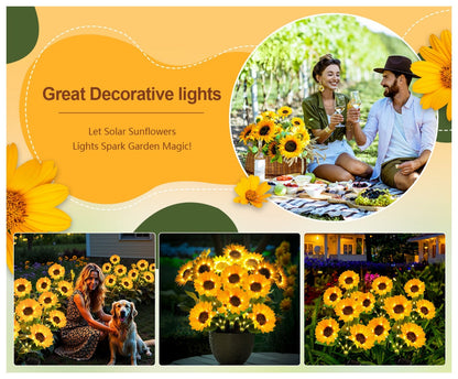 🌻Solar LED Sunflower Garden Lights, Realistic Night Glow for Yard, Lawn, Patio and Porch Decoration, Waterproof IP65