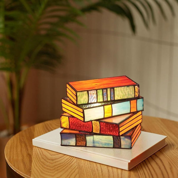 Vintage Stacked Resin Book Lamp