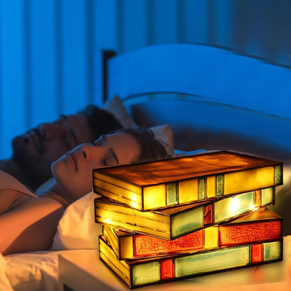 Vintage Stacked Resin Book Lamp