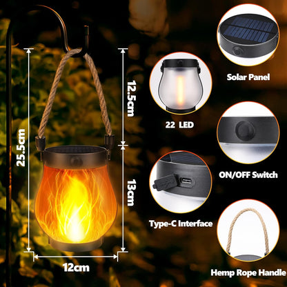 🔥Last Chance Before They're Gone! Solar Flame Lanterns – No Wiring, Auto-On at Dusk!