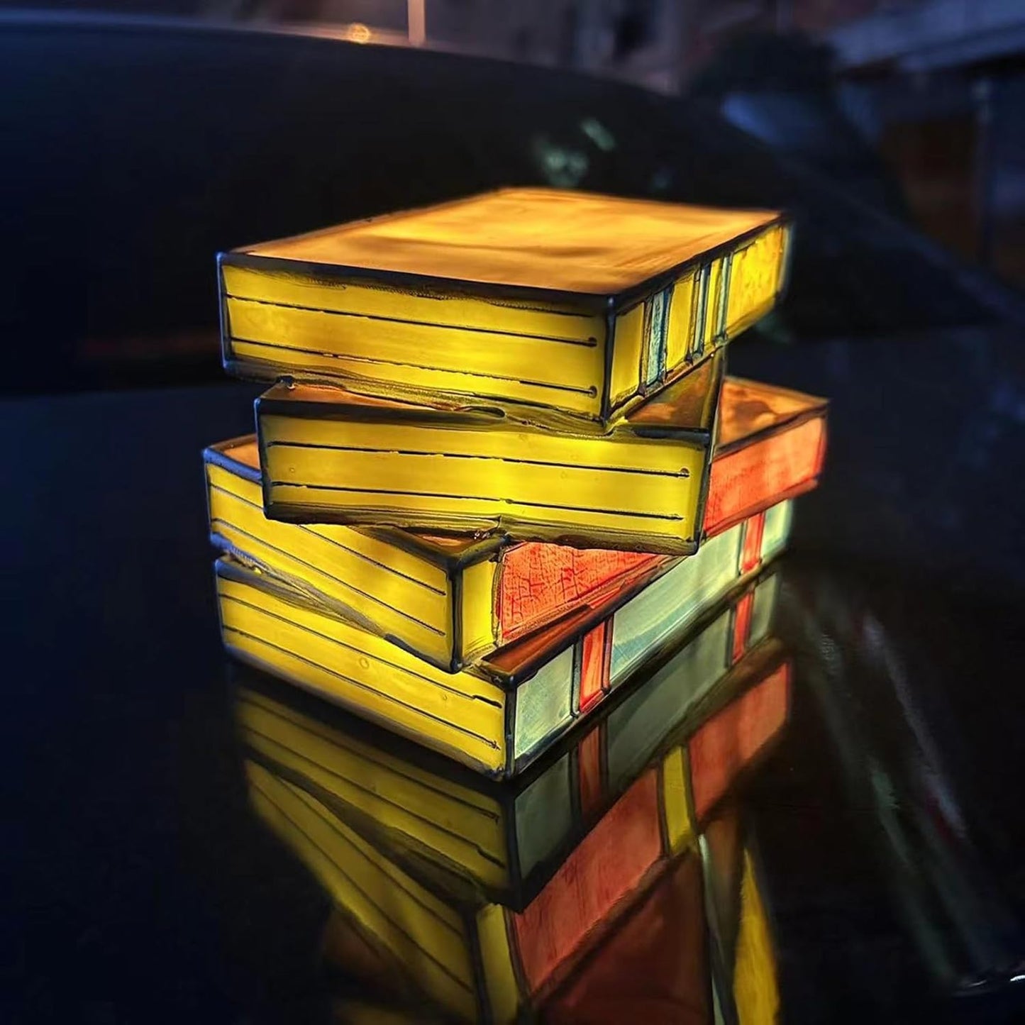 Vintage Stacked Resin Book Lamp