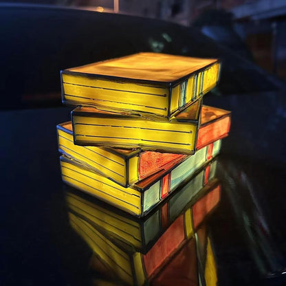 Vintage Stacked Resin Book Lamp