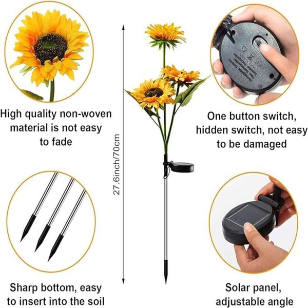 🌻Solar LED Sunflower Garden Lights, Realistic Night Glow for Yard, Lawn, Patio and Porch Decoration