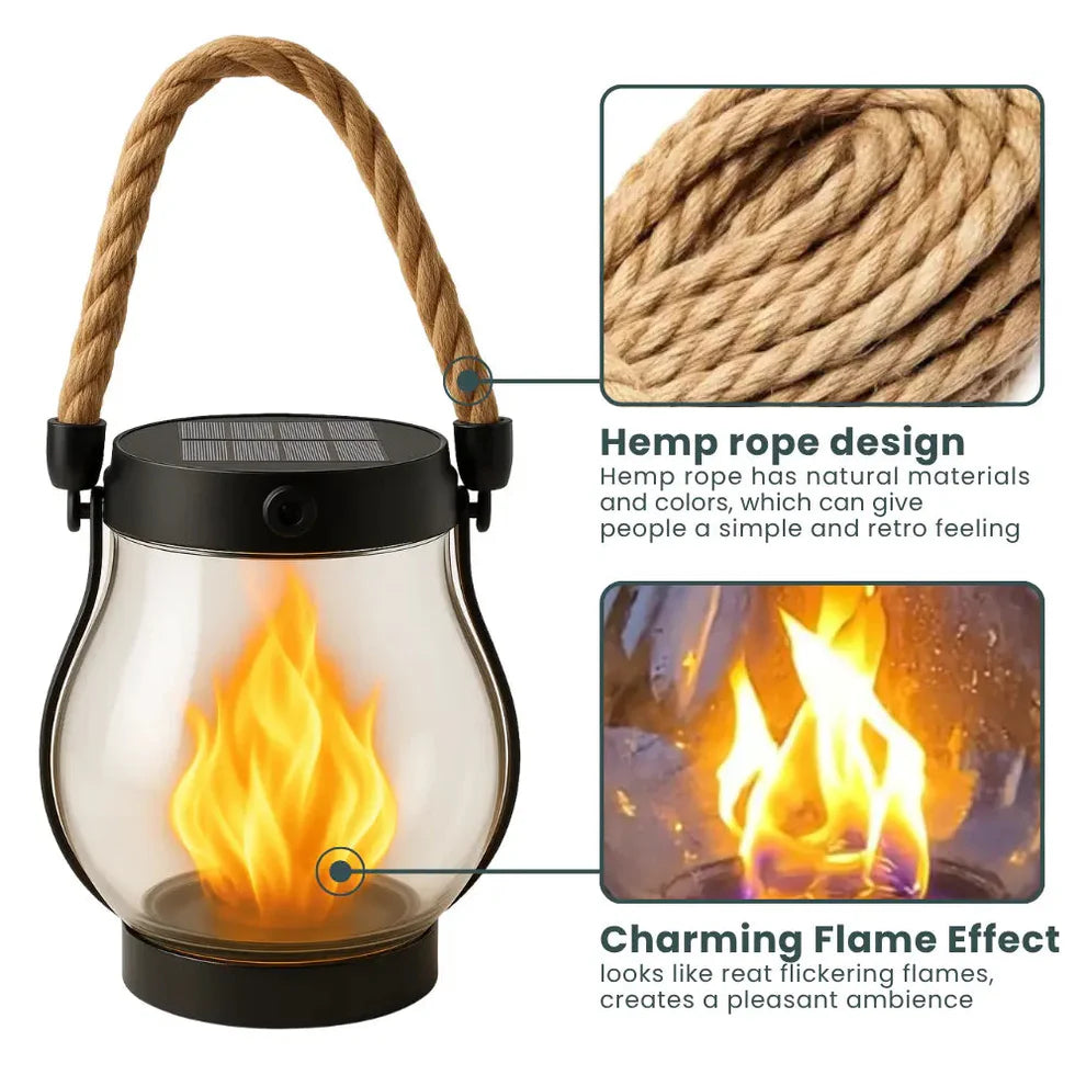 🔥Last Chance Before They're Gone! Solar Flame Lanterns – No Wiring, Auto-On at Dusk!