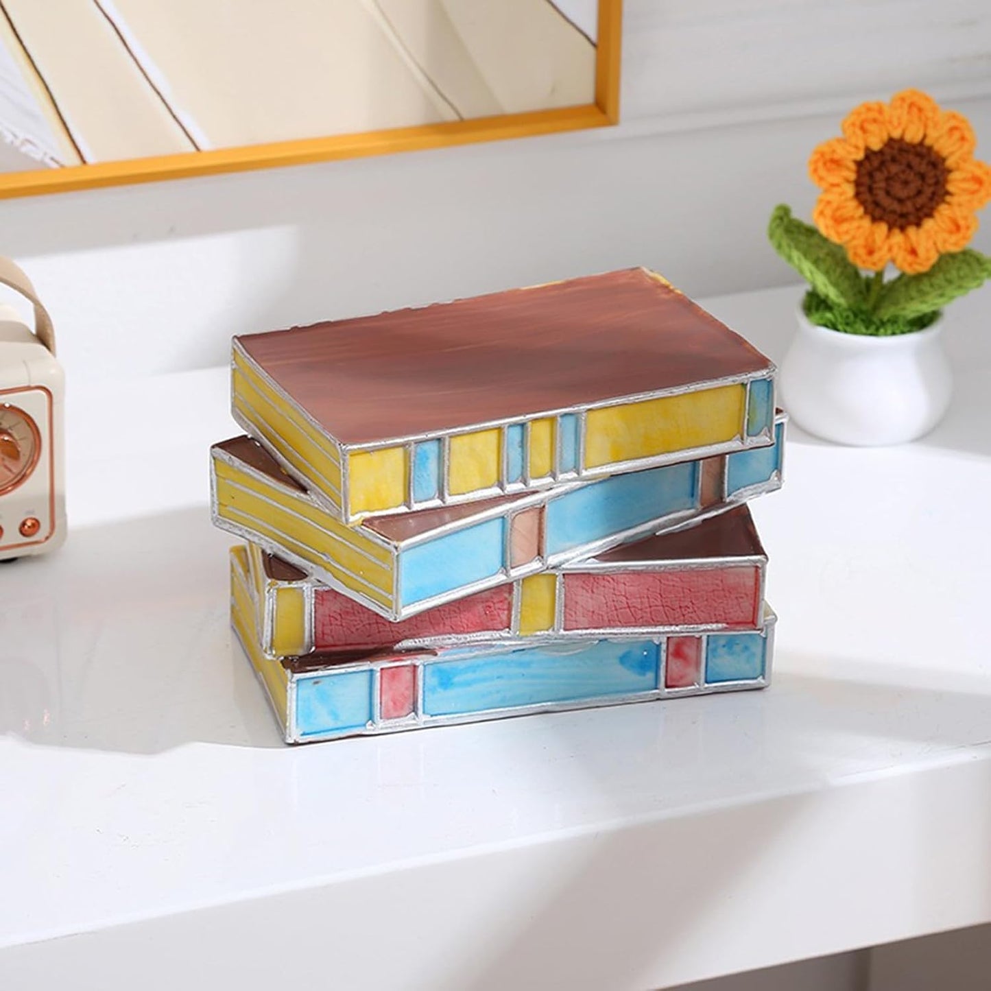 Vintage Stacked Resin Book Lamp