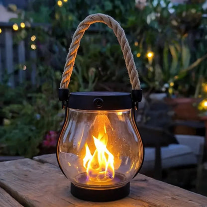 🔥Last Chance Before They're Gone! Solar Flame Lanterns – No Wiring, Auto-On at Dusk!